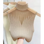 Women’s Summer Knitted Half Turtleneck Vest – Sleeveless Crop Top - Image 4