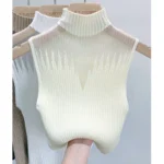 Women’s Summer Knitted Half Turtleneck Vest – Sleeveless Crop Top - Image 3