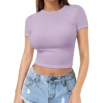Women’s Summer Casual Milk Silk Crop Top – Short Sleeve Pullover Navel T-Shirt, European & American Style - Image 5