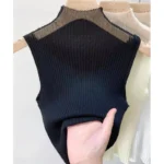 Women’s Summer Knitted Half Turtleneck Vest – Sleeveless Crop Top - Image 2