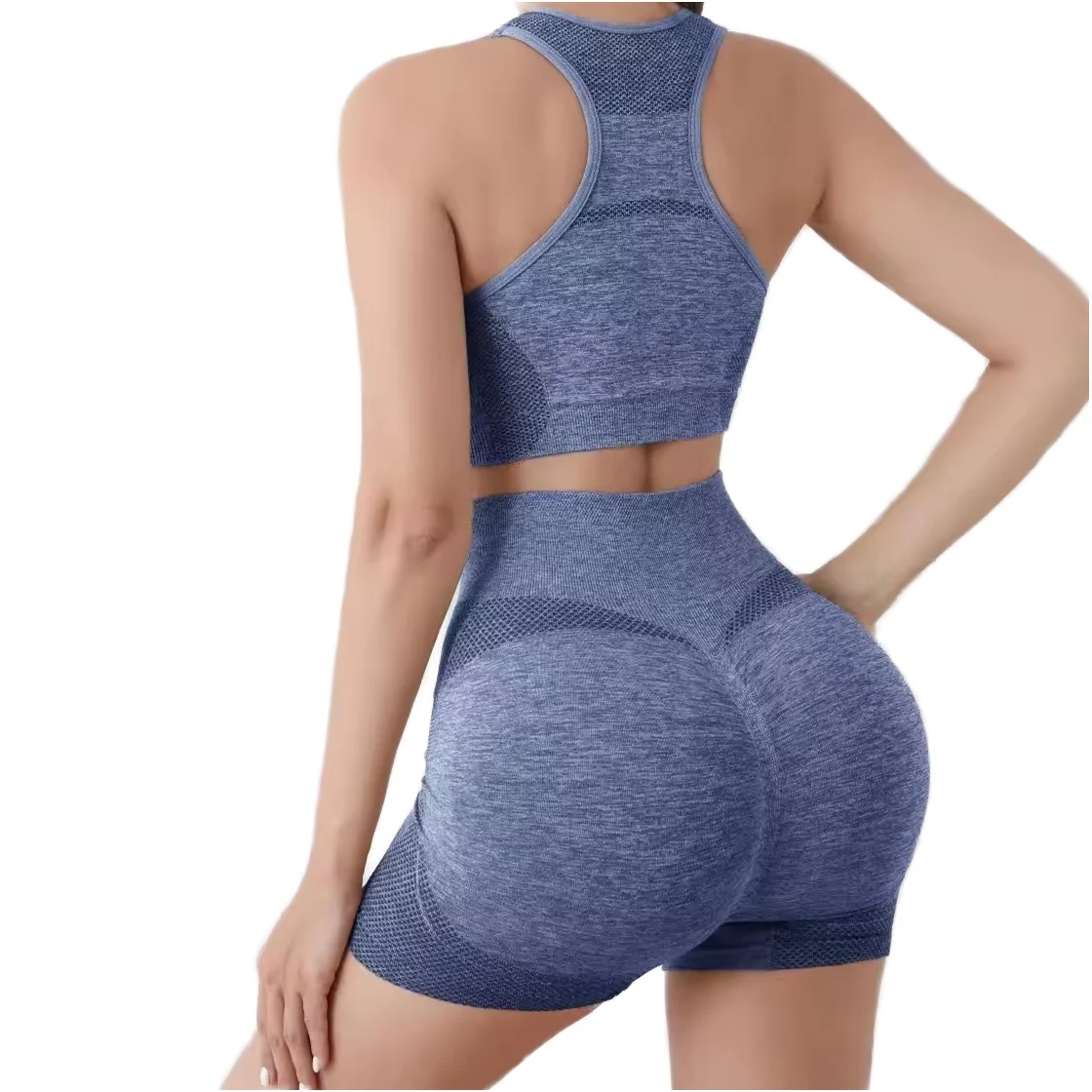 Seamless Scrunch Butt Yoga Set – High Waist Shorts Leggings with Matching Sports Bra for Fitness & Workout
