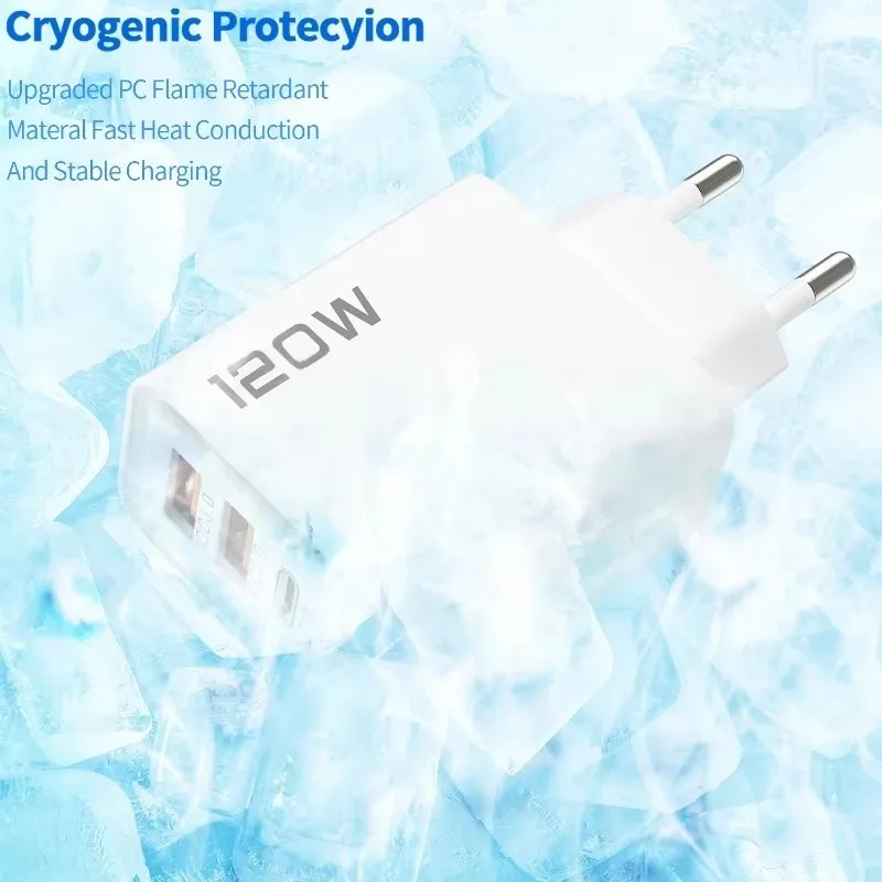 120W Fast Wall Charger – 4-Port USB & Type-C Charging Adapter with Data Cable for Samsung, iPhone, Xiaomi & Huawei - Image 6