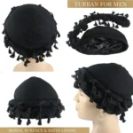 Hip Hop Vintage Satin Silk Lined Modal Hair Headwear Pre-Tied Halo Twisted Band Men Turban Head Wrap Durag - Image 3