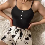 Women's Halter Bow Pajama Set with Shorts